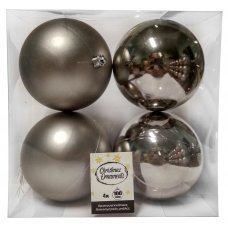 Χριστουγεννιάτικες Μπάλες Γκρι - Σετ 4 τεμ. (10cm)